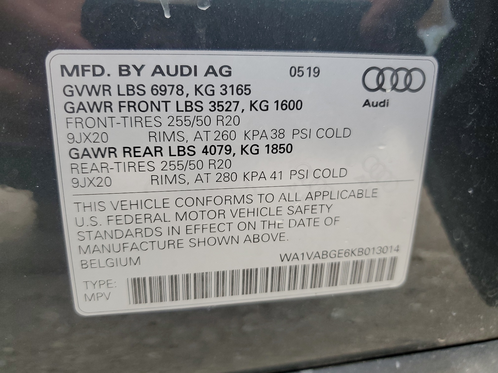 WA1VABGE6KB013014 2019 Audi E-Tron Prestige