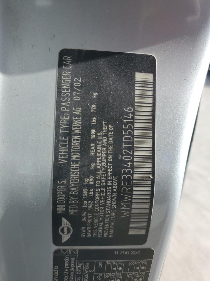 2002 Mini Cooper S VIN: WMWRE33402TD55146 Lot: 60604134