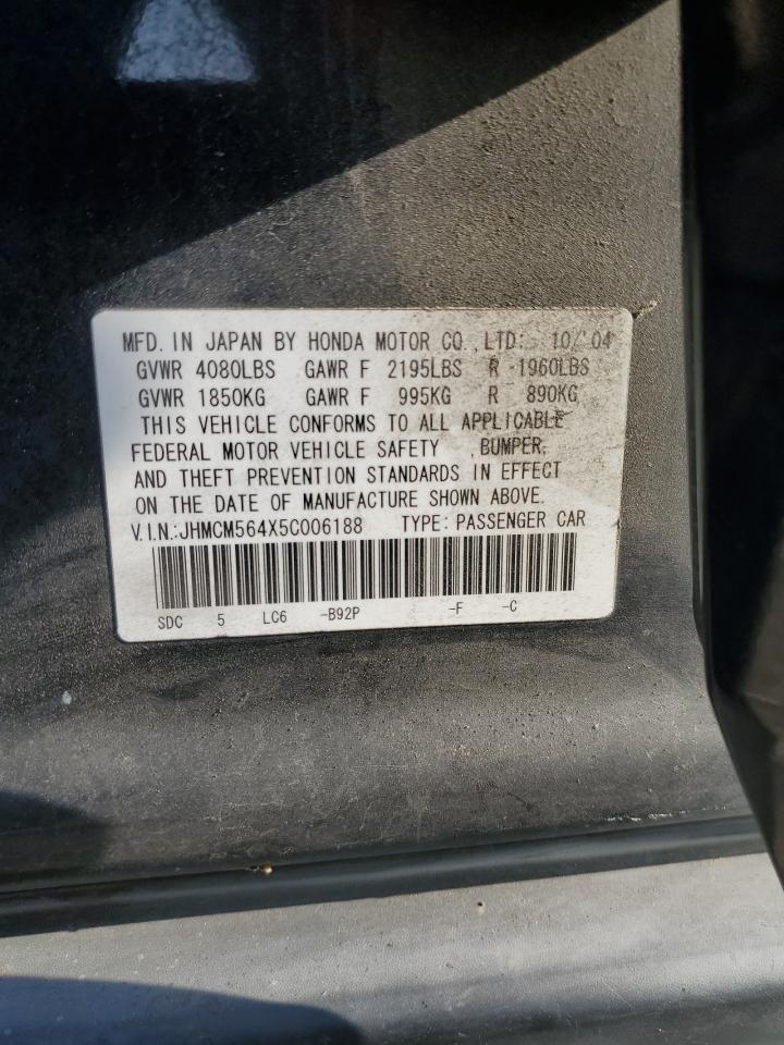 2005 Honda Accord Lx VIN: JHMCM564X5C006188 Lot: 58304784