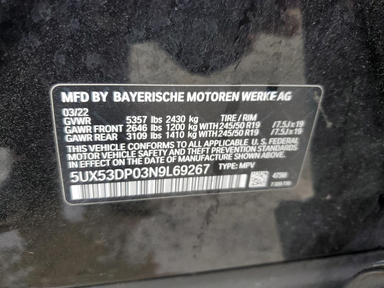 5UX53DP03N9L69267 2022 BMW X3 - Image 13