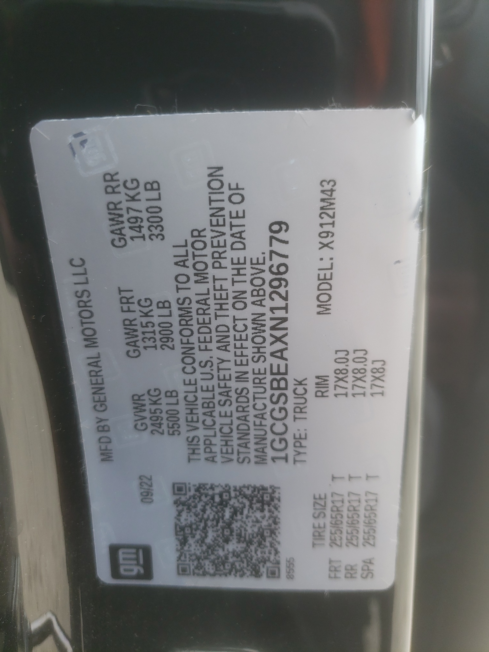 1GCGSBEAXN1296779 2022 Chevrolet Colorado