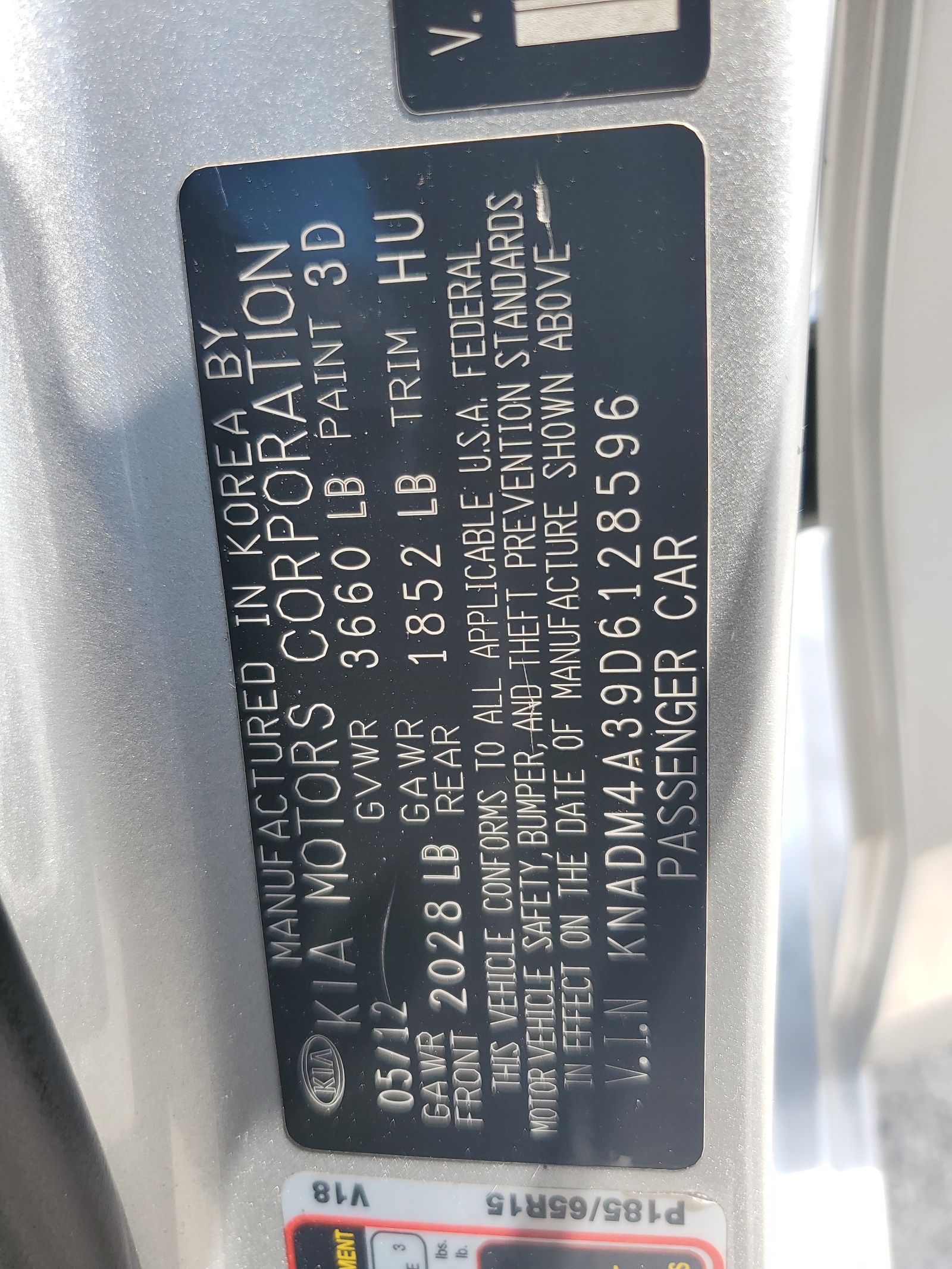 KNADM4A39D6128596 2013 Kia Rio Lx