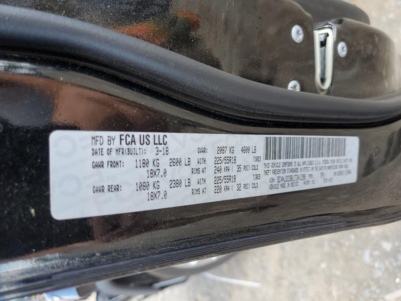 2018 Jeep Compass Limited VIN: 3C4NJDCB8JT341299 Lot: 60260844