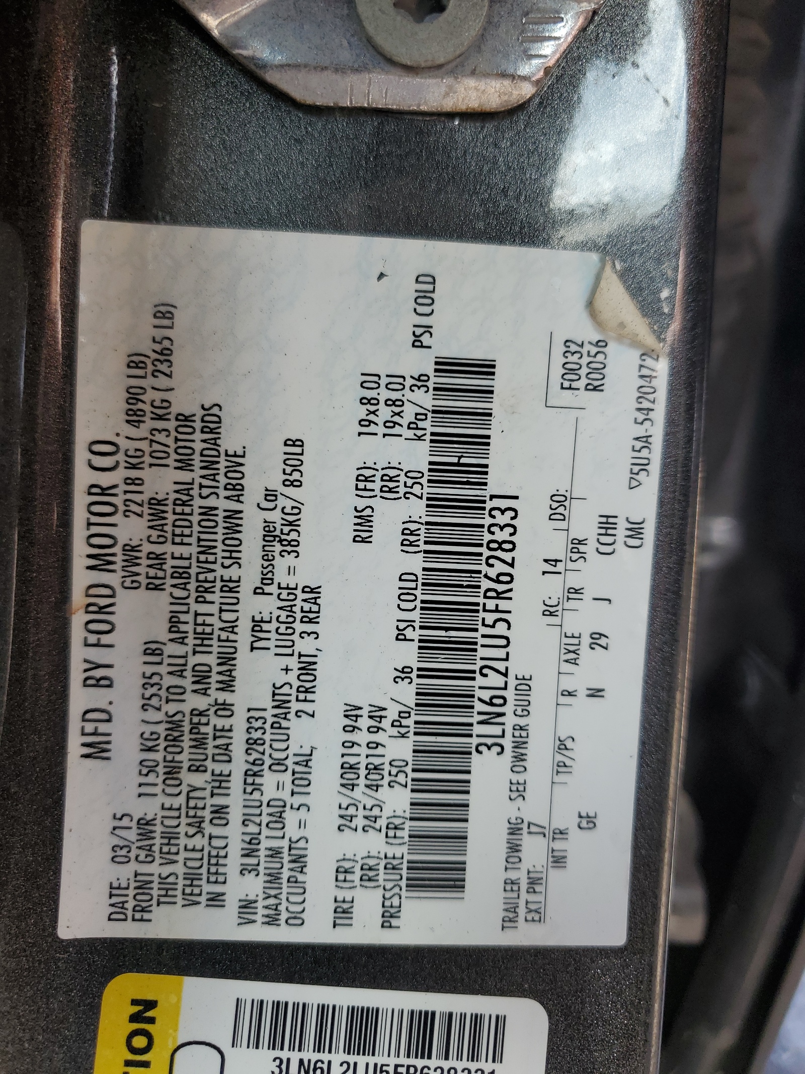 3LN6L2LU5FR628331 2015 Lincoln Mkz Hybrid