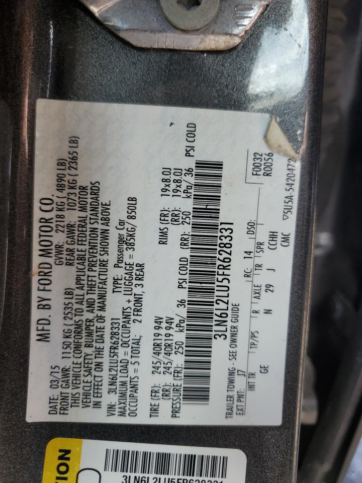 2015 Lincoln Mkz Hybrid VIN: 3LN6L2LU5FR628331 Lot: 60964714