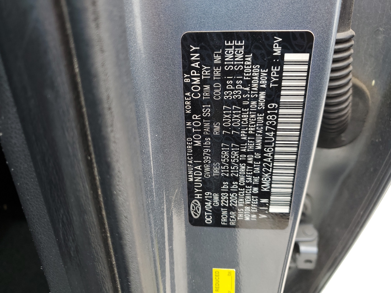 KM8K22AA6LU473819 2020 Hyundai Kona Sel