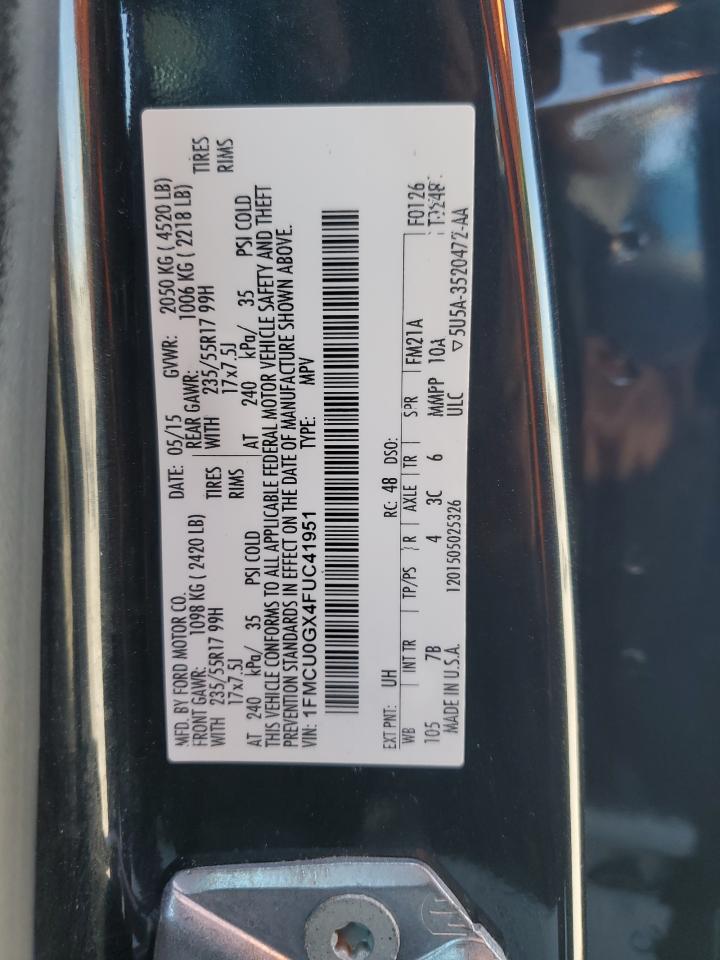 2015 Ford Escape Se VIN: 1FMCU0GX4FUC41951 Lot: 58242274