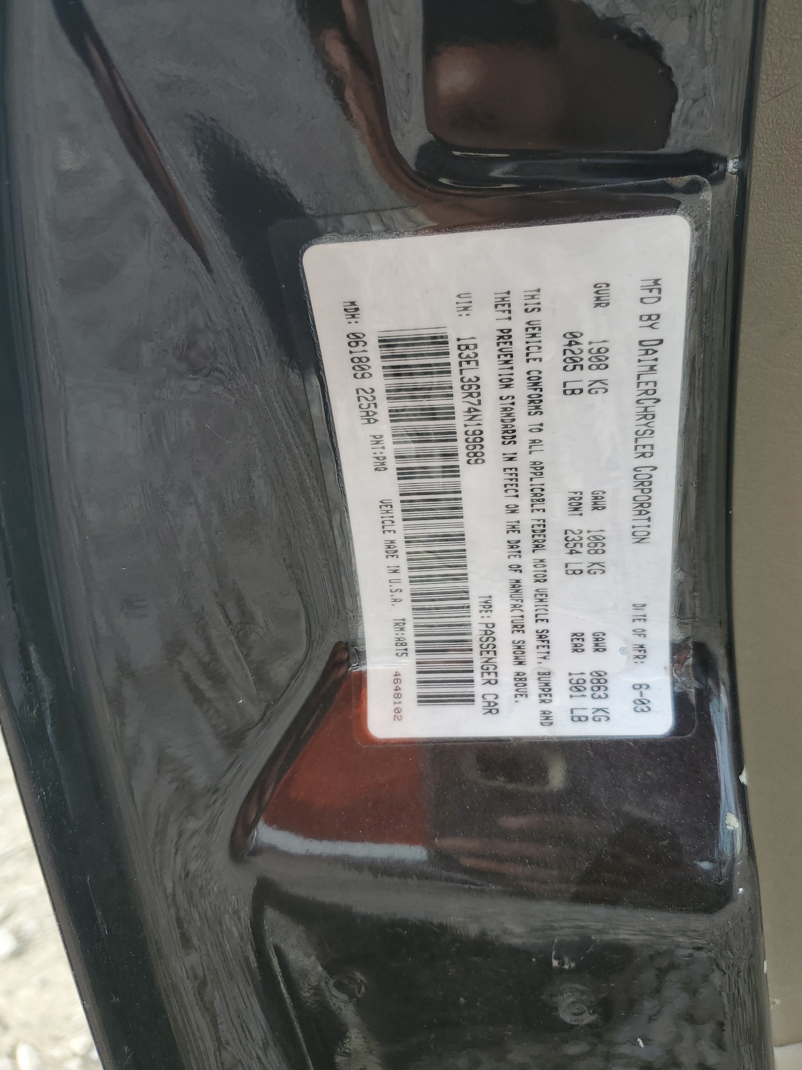 1B3EL36R74N199689 2004 Dodge Stratus Se