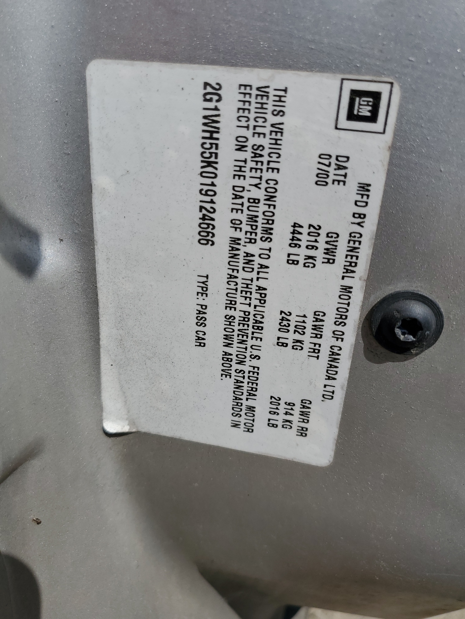 2G1WH55K019124666 2001 Chevrolet Impala Ls