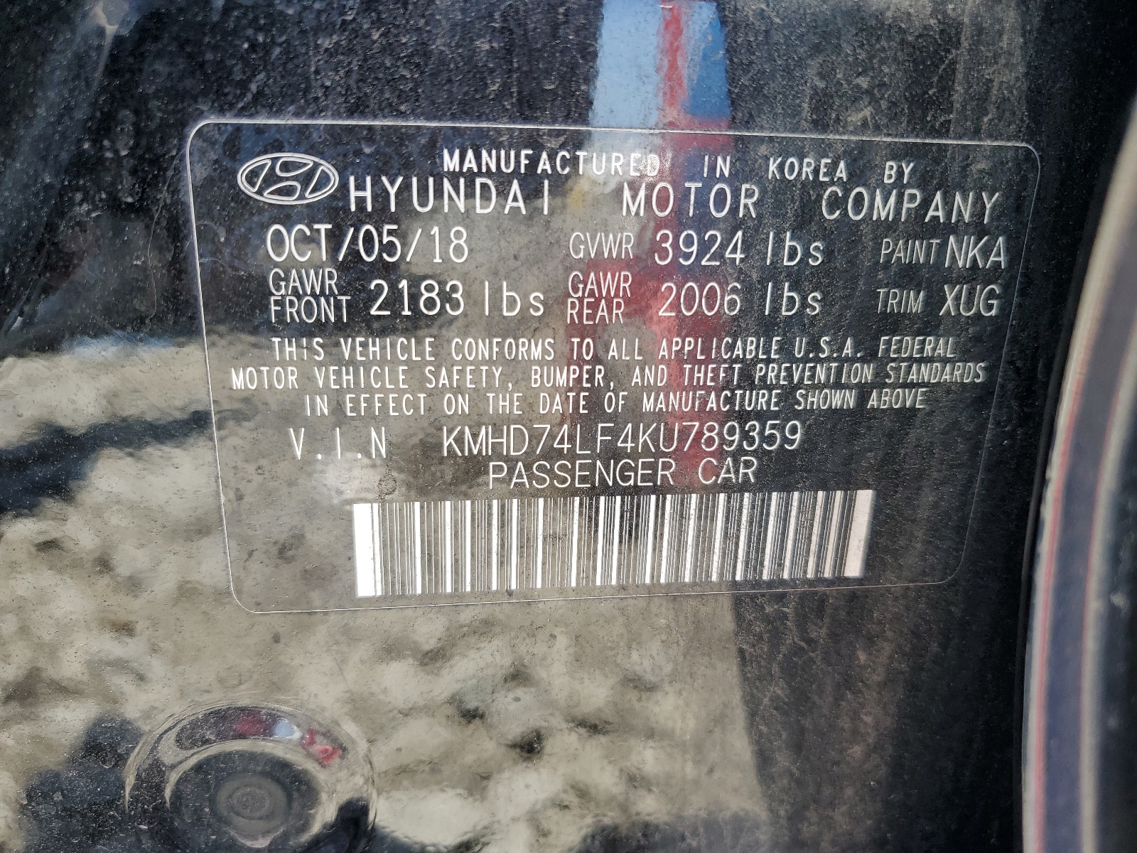 KMHD74LF4KU789359 2019 Hyundai Elantra Se
