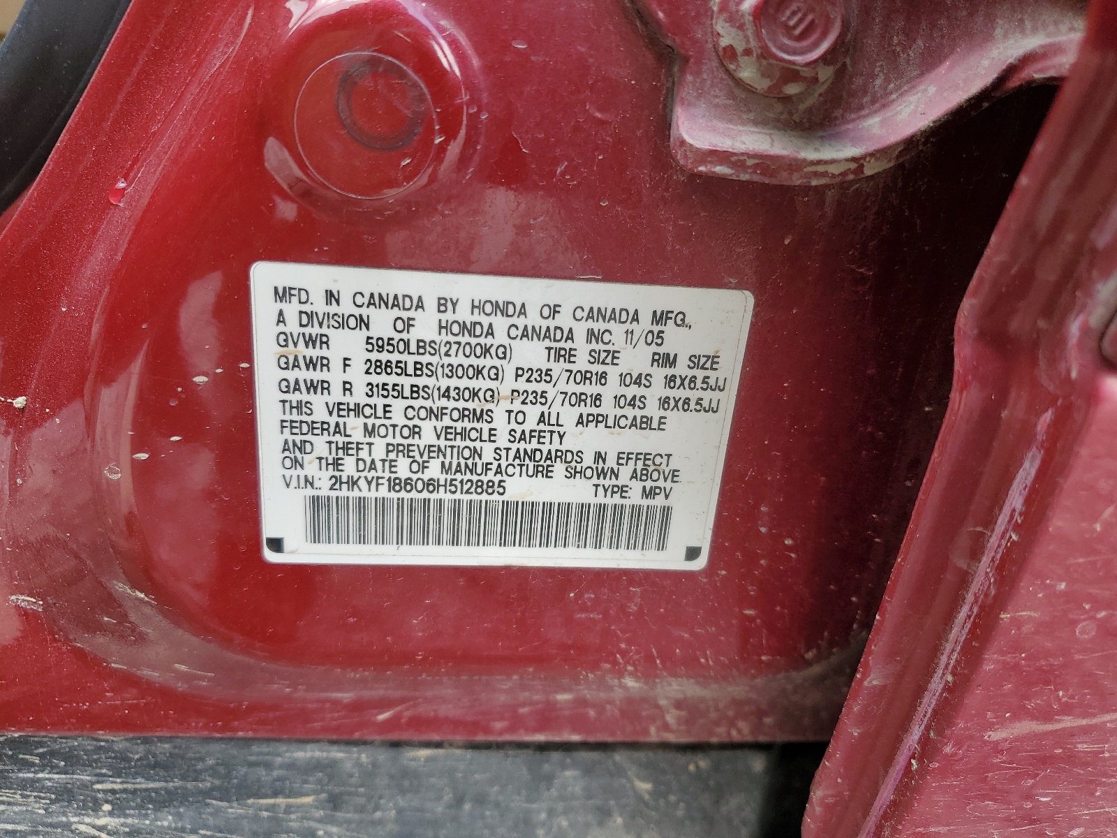 2HKYF18606H512885 2006 Honda Pilot Ex