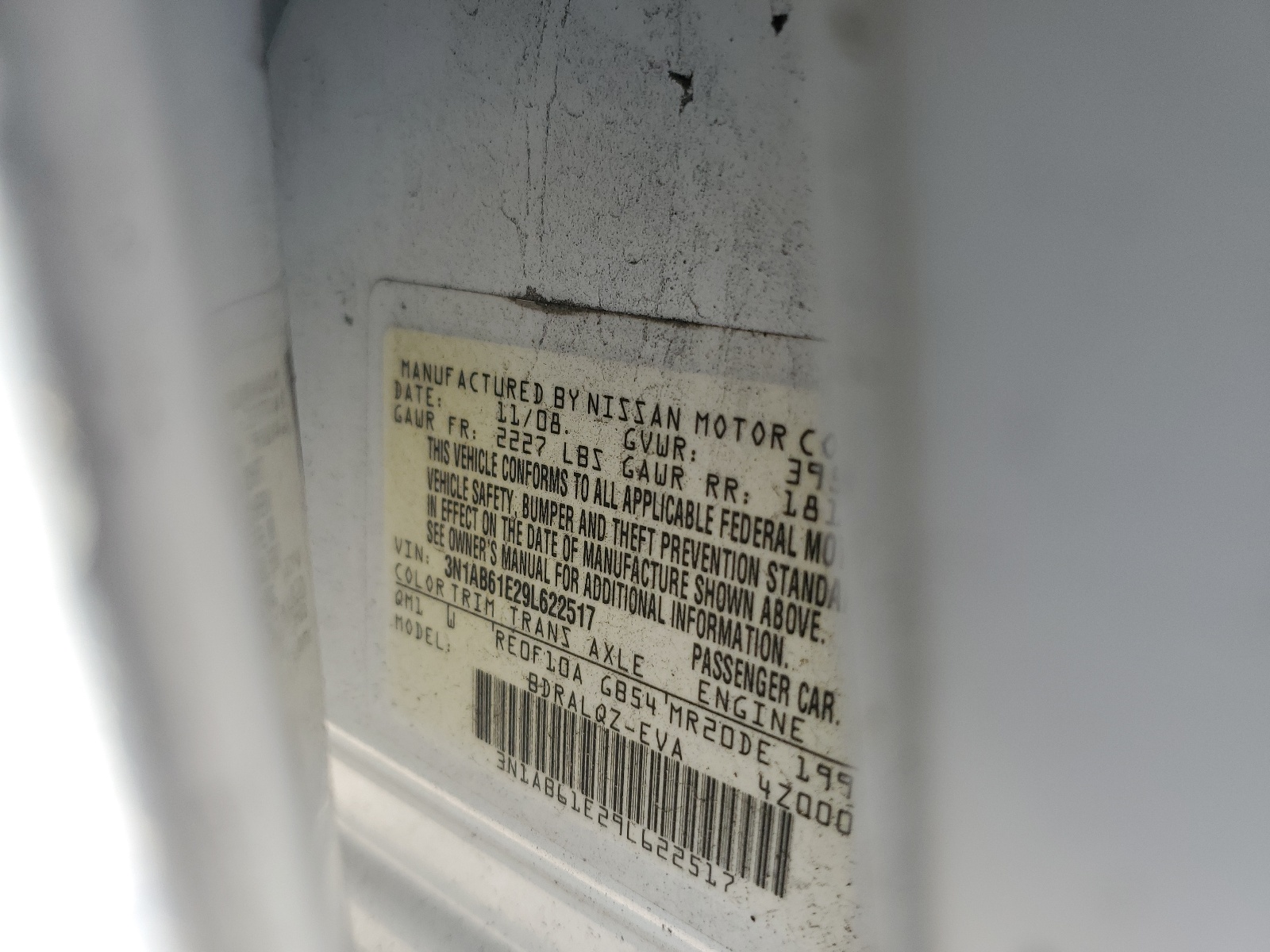 3N1AB61E29L622517 2009 Nissan Sentra 2.0