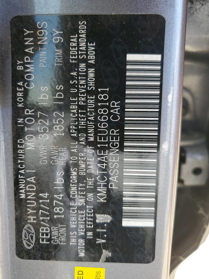 2014 Hyundai Accent Gls VIN: KMHCT4AE1EU668181 Lot: 58583744