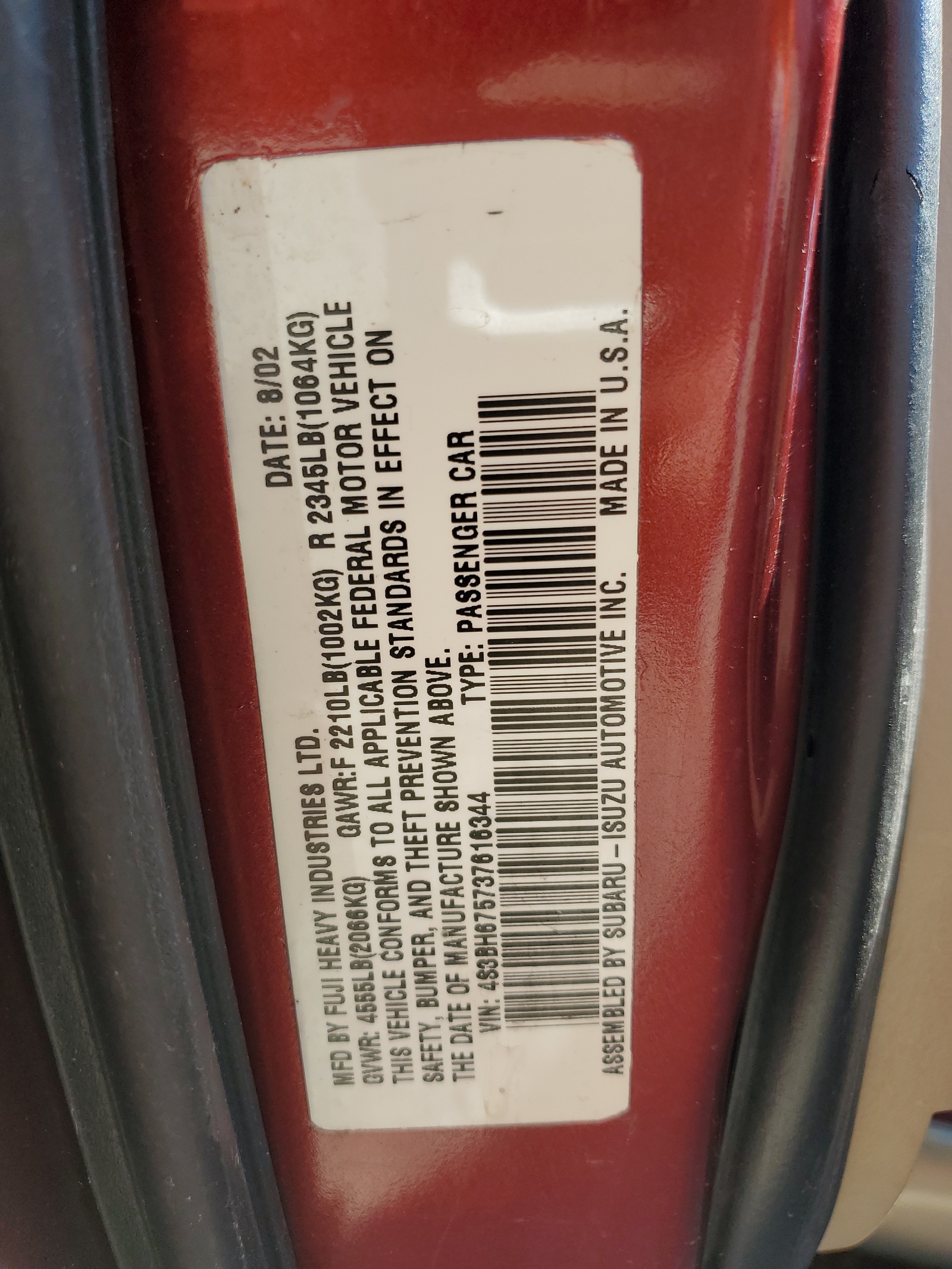 4S3BH665527628315 2002 Subaru Legacy Outback