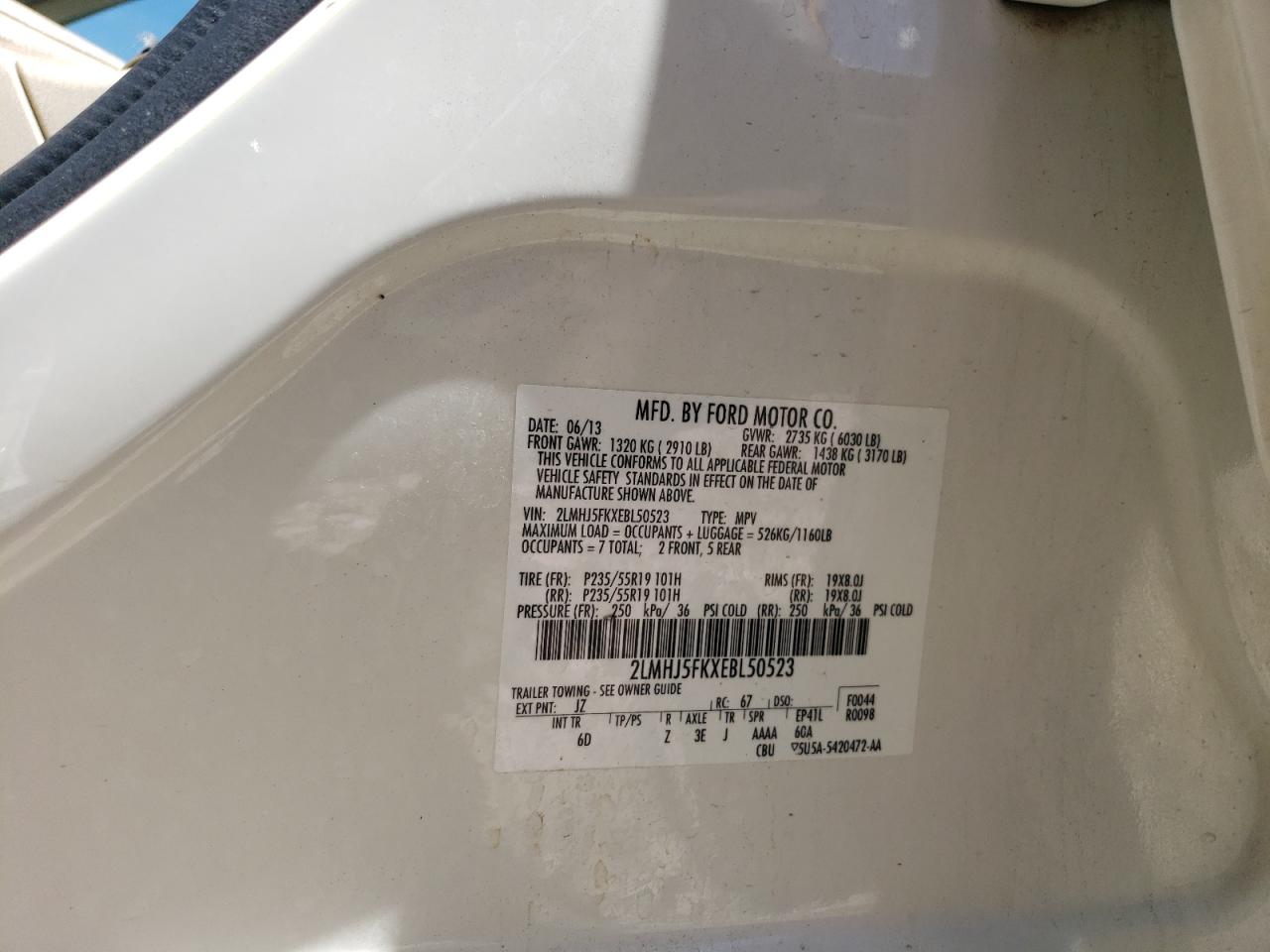 2014 Lincoln Mkt VIN: 2LMHJ5FKXEBL50523 Lot: 69790544