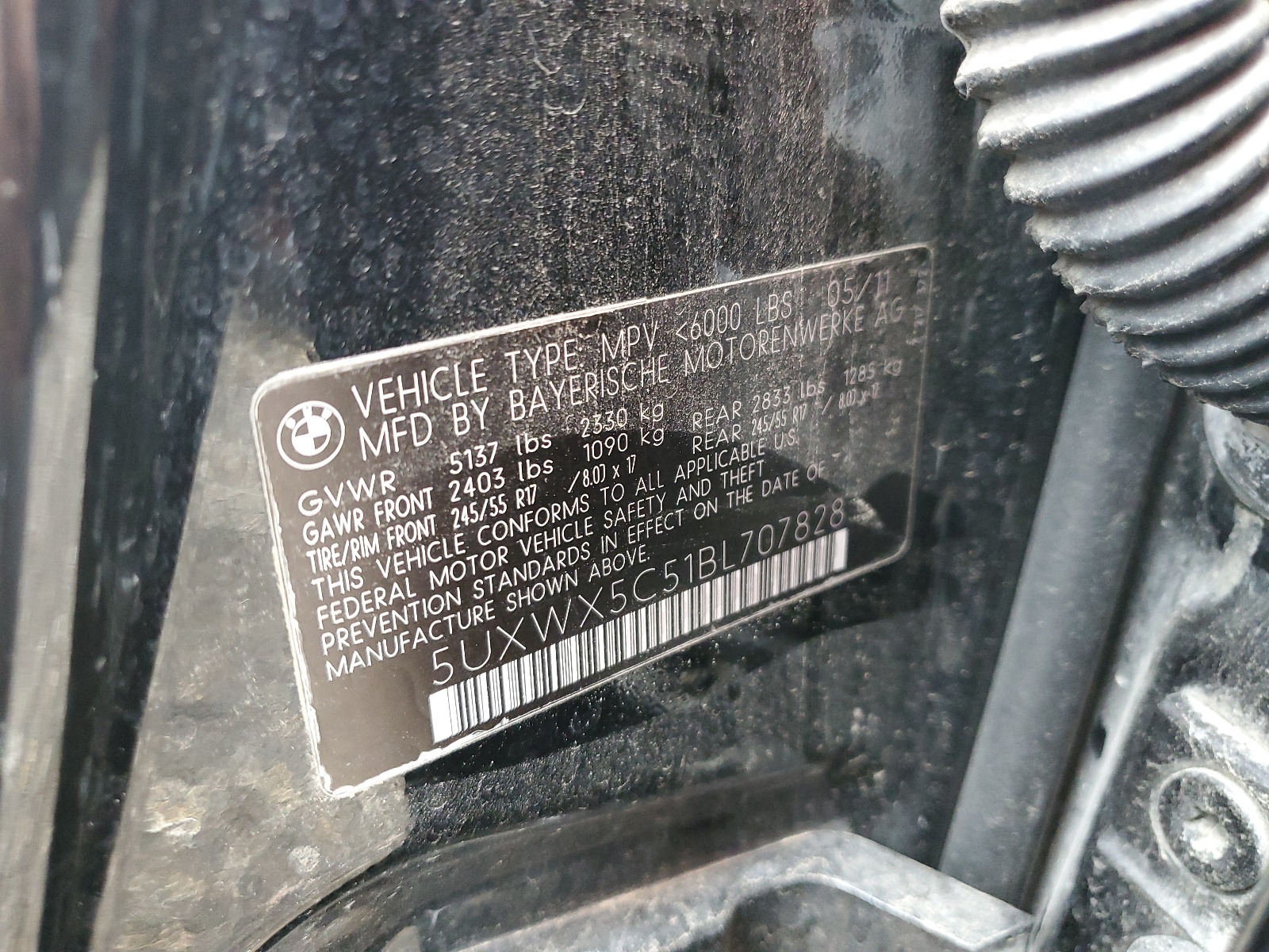 5UXWX5C51BL707828 2011 BMW X3 xDrive28I