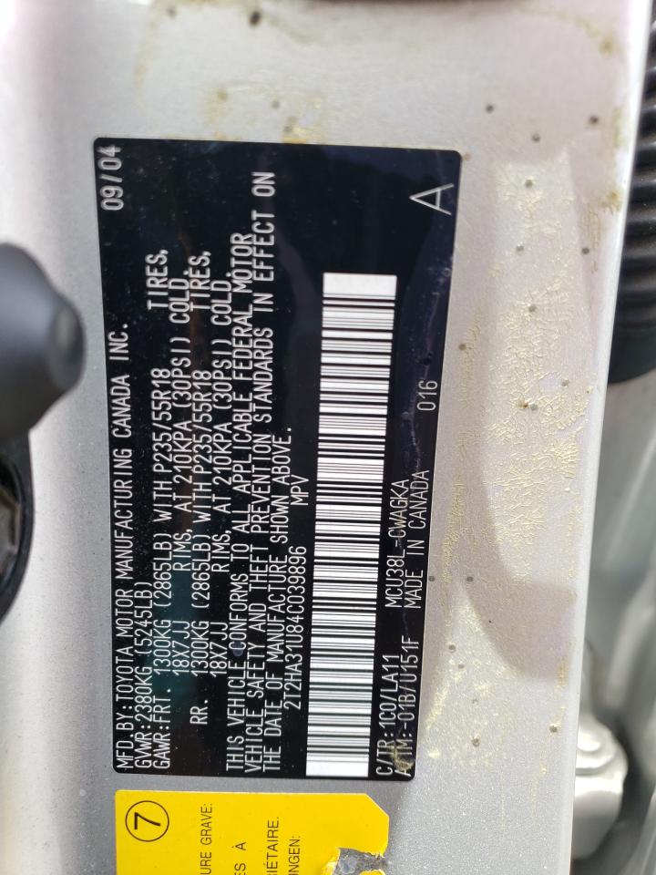 2004 Lexus Rx 330 VIN: 2T2HA31U84C039896 Lot: 57319664