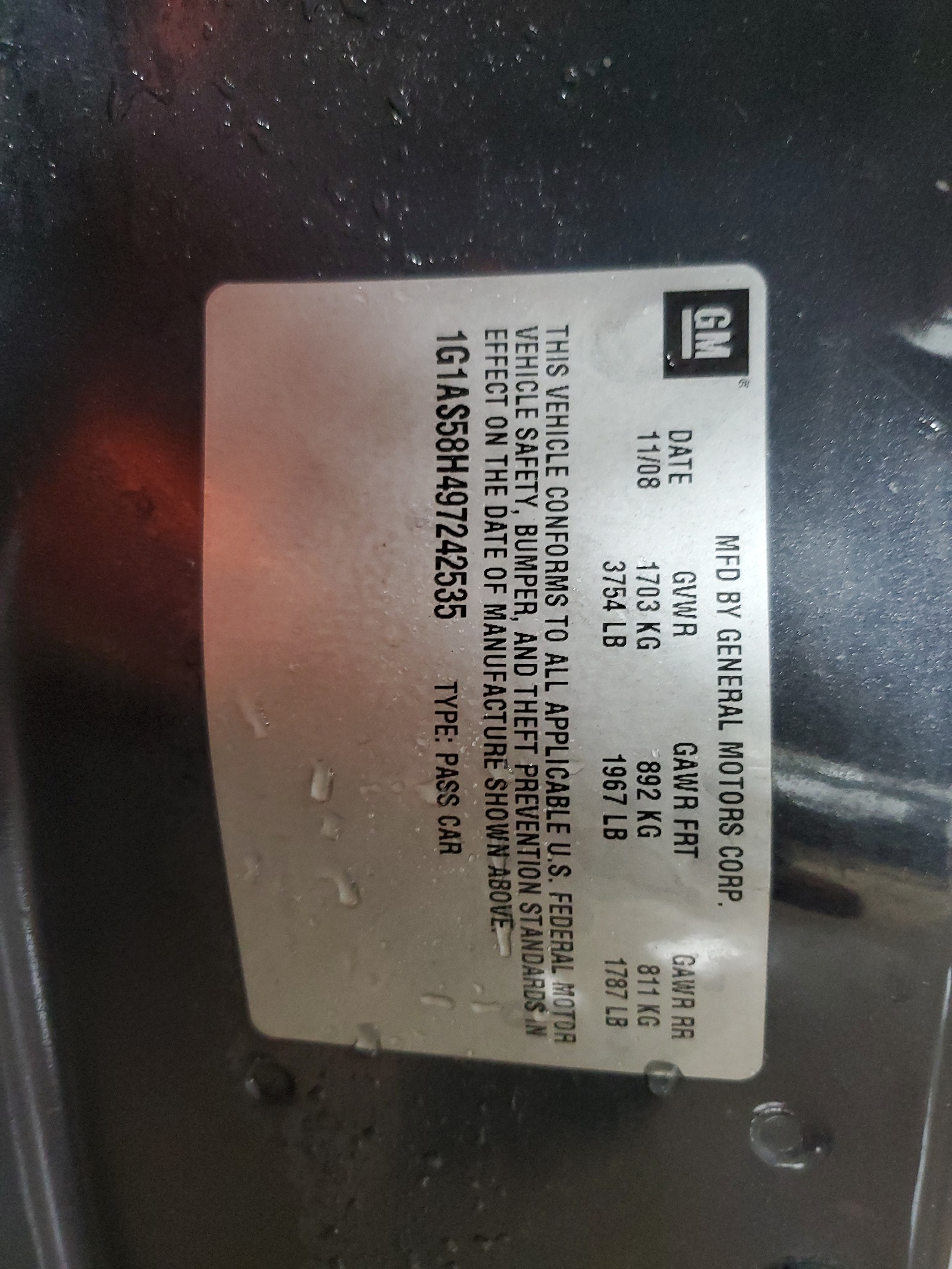 1G1AS58H497242535 2009 Chevrolet Cobalt Ls