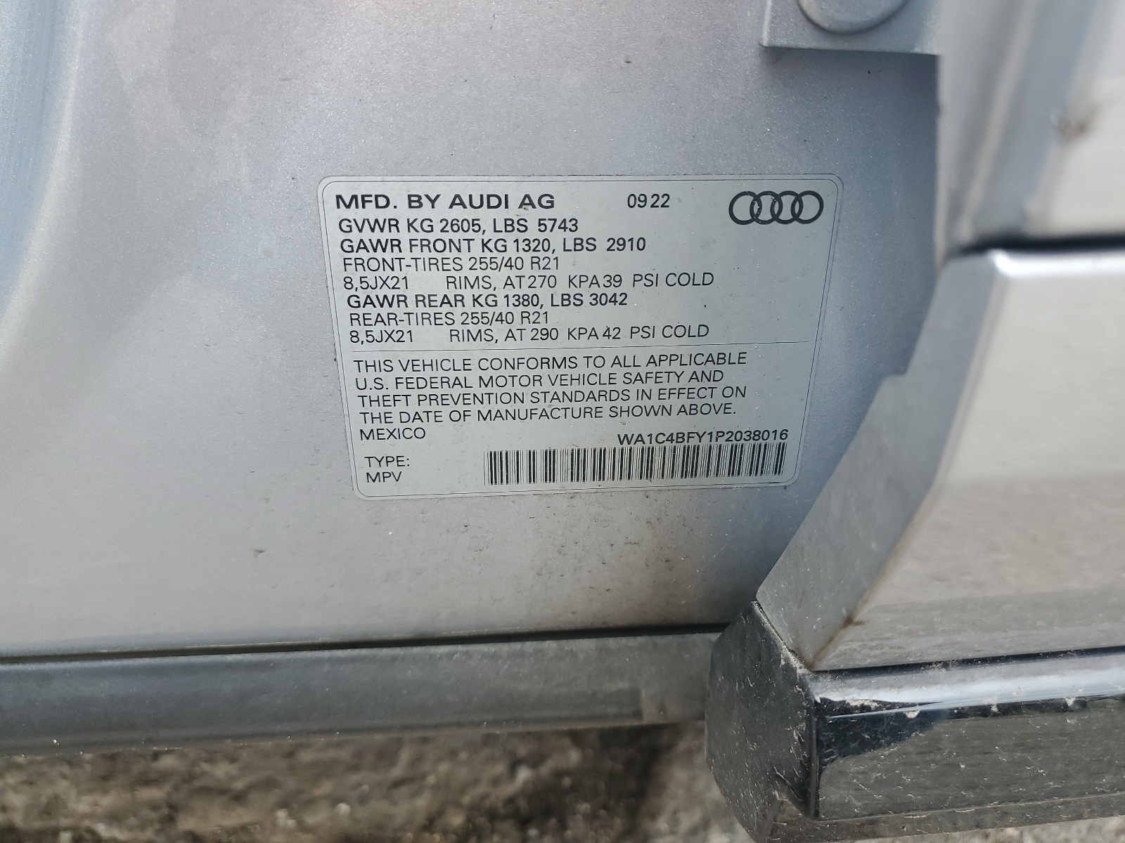 WA1C4BFY1P2038016 2023 Audi Sq5 Prestige