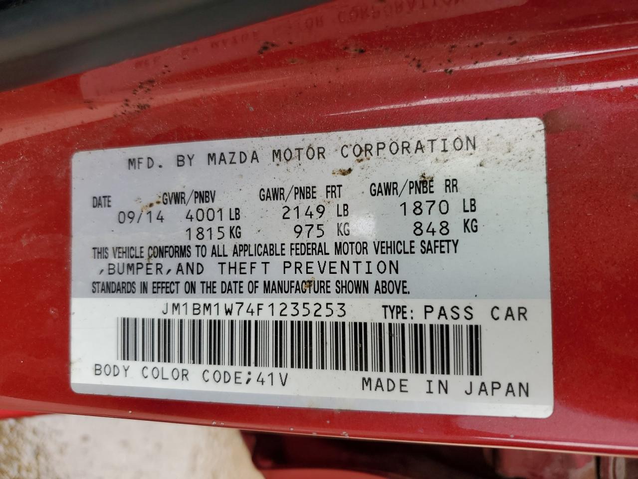 2015 Mazda 3 Grand Touring VIN: JM1BM1W74F1235253 Lot: 60841454