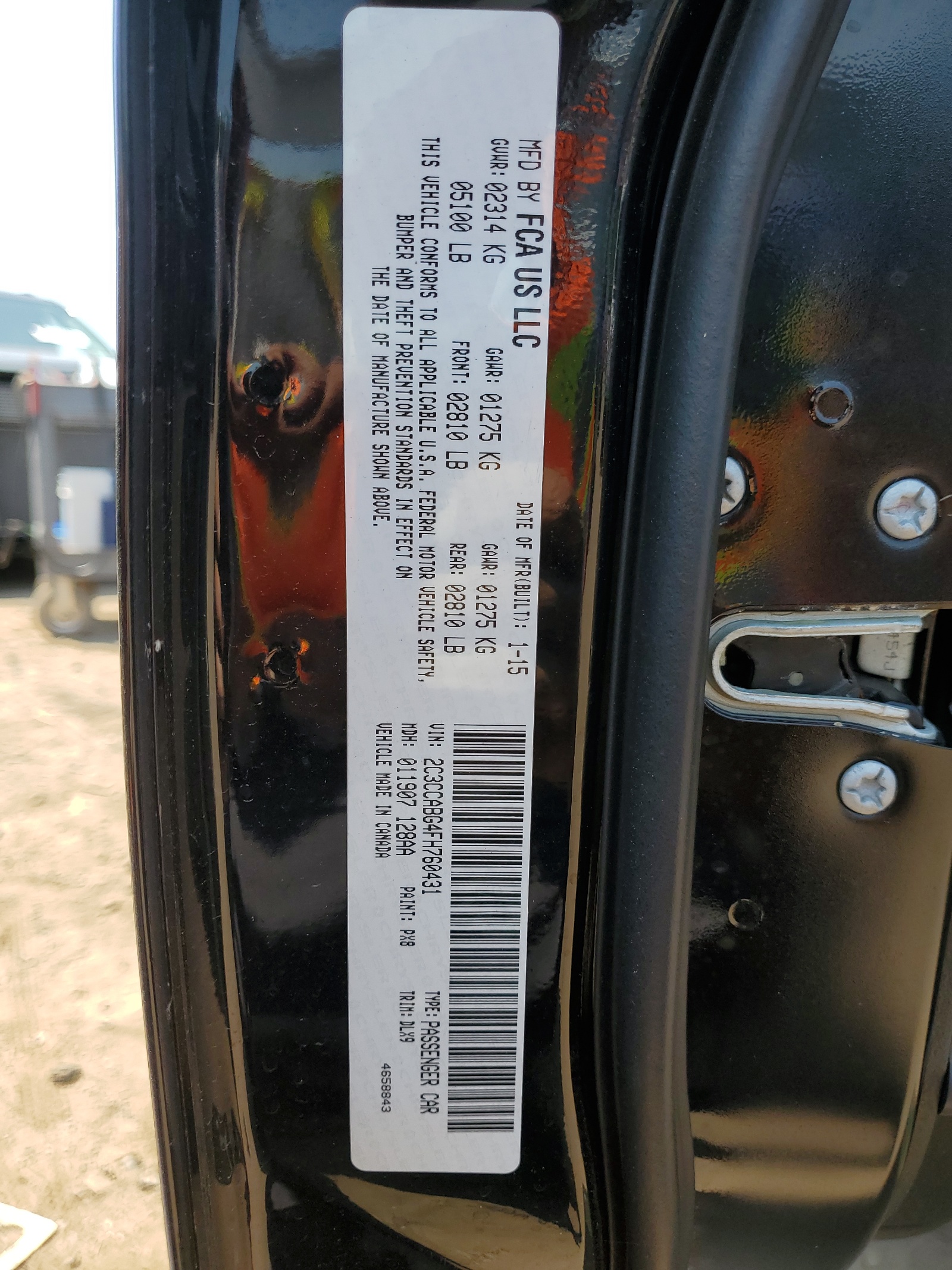 2C3CCABG4FH760431 2015 Chrysler 300 S