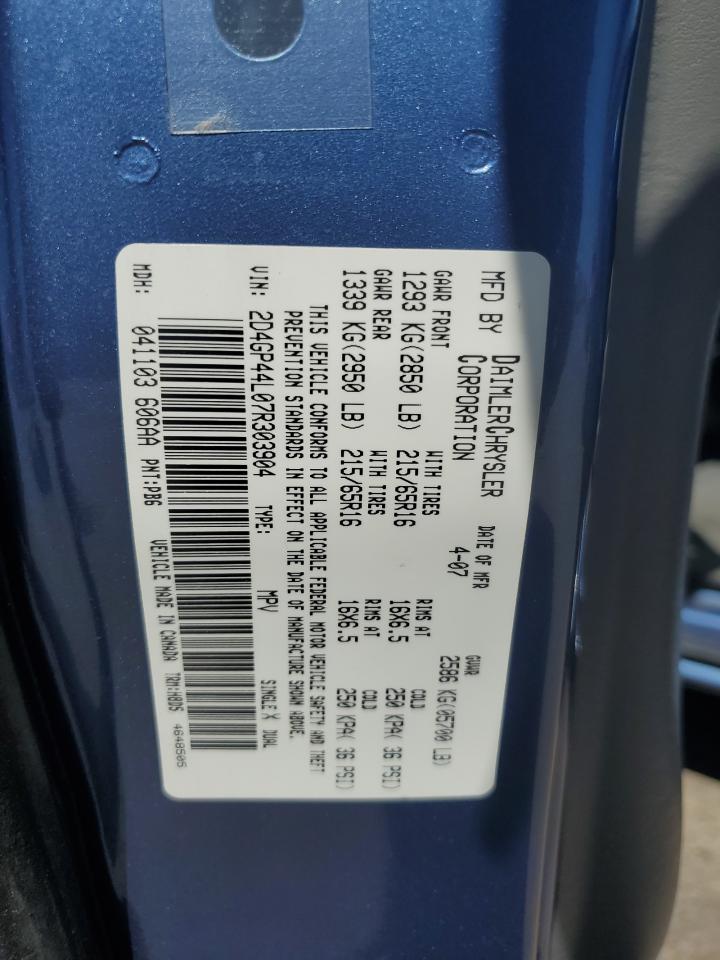 2D4GP44L07R303904 2007 Dodge Grand Caravan Sxt