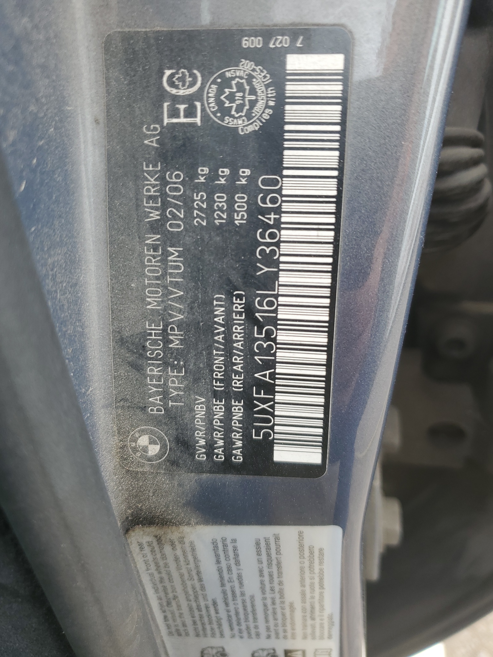 5UXFA13516LY36460 2006 BMW X5 3.0I