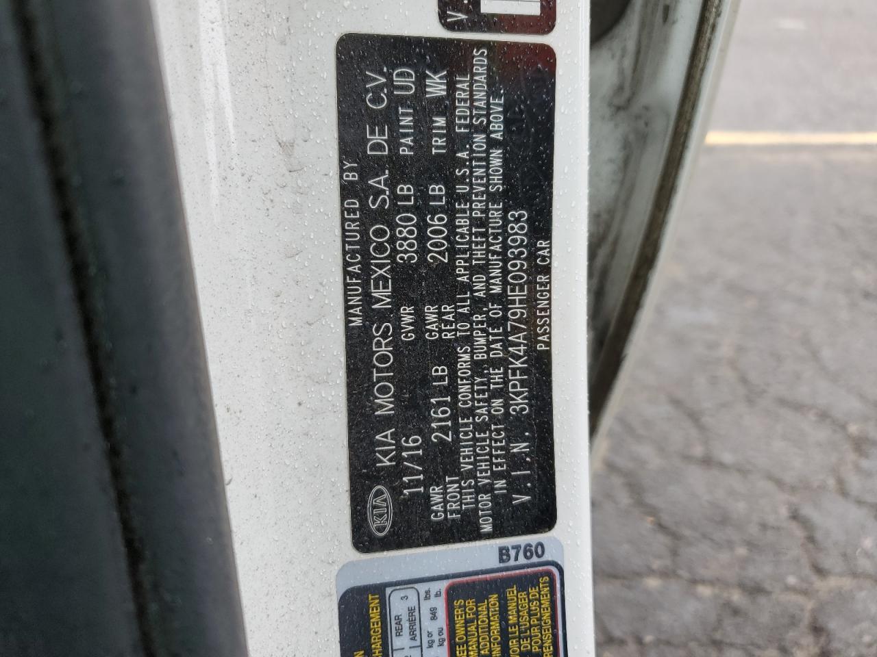 2017 Kia Forte Lx VIN: 3KPFK4A79HE093983 Lot: 59123754