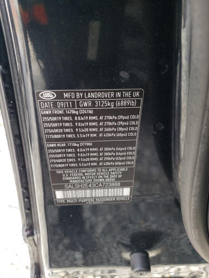 2012 Land Rover Range Rover Sport Sc VIN: SALSH2E43CA723888 Lot: 61053384