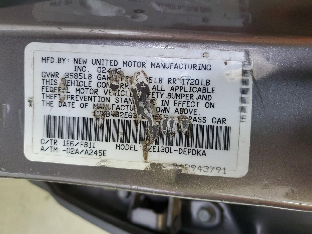 2003 Toyota Corolla Ce VIN: 1NXBR32E63Z010596 Lot: 59597104