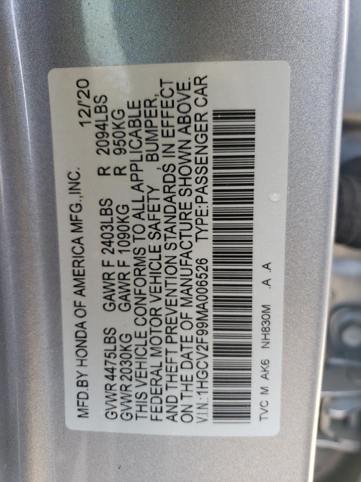 1HGCV2F99MA006526 2021 Honda Accord Touring