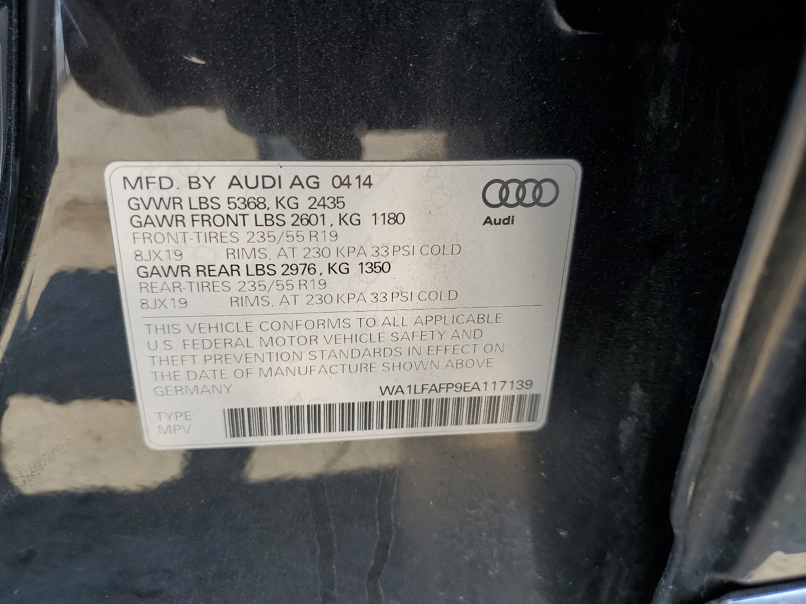 WA1LFAFP9EA117139 2014 Audi Q5 Premium Plus