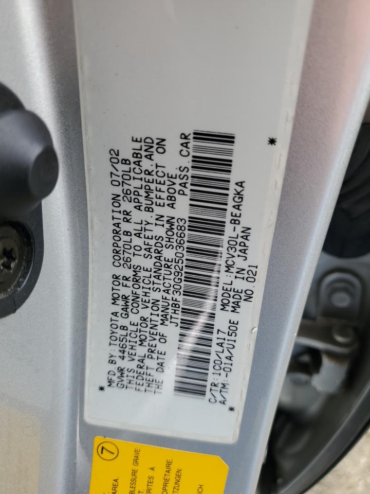 2002 Lexus Es 300 VIN: JTHBF30G925036683 Lot: 58683784