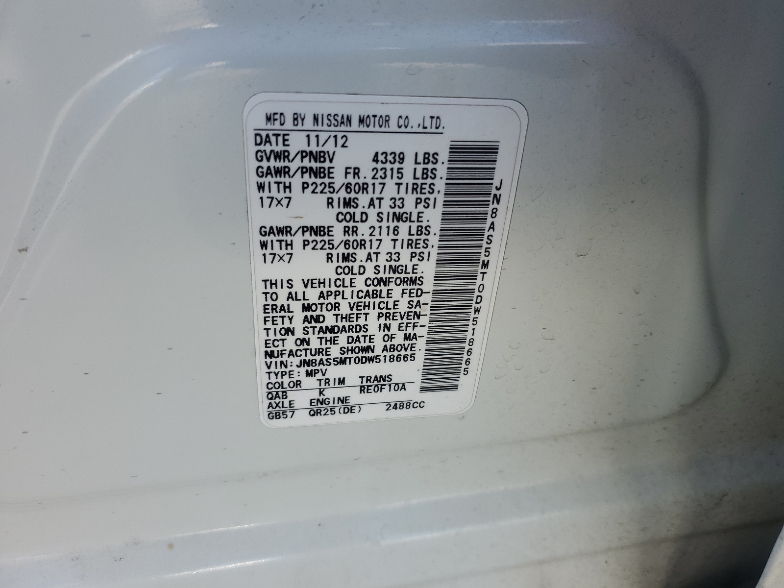 JN8AS5MT0DW518665 2013 Nissan Rogue S