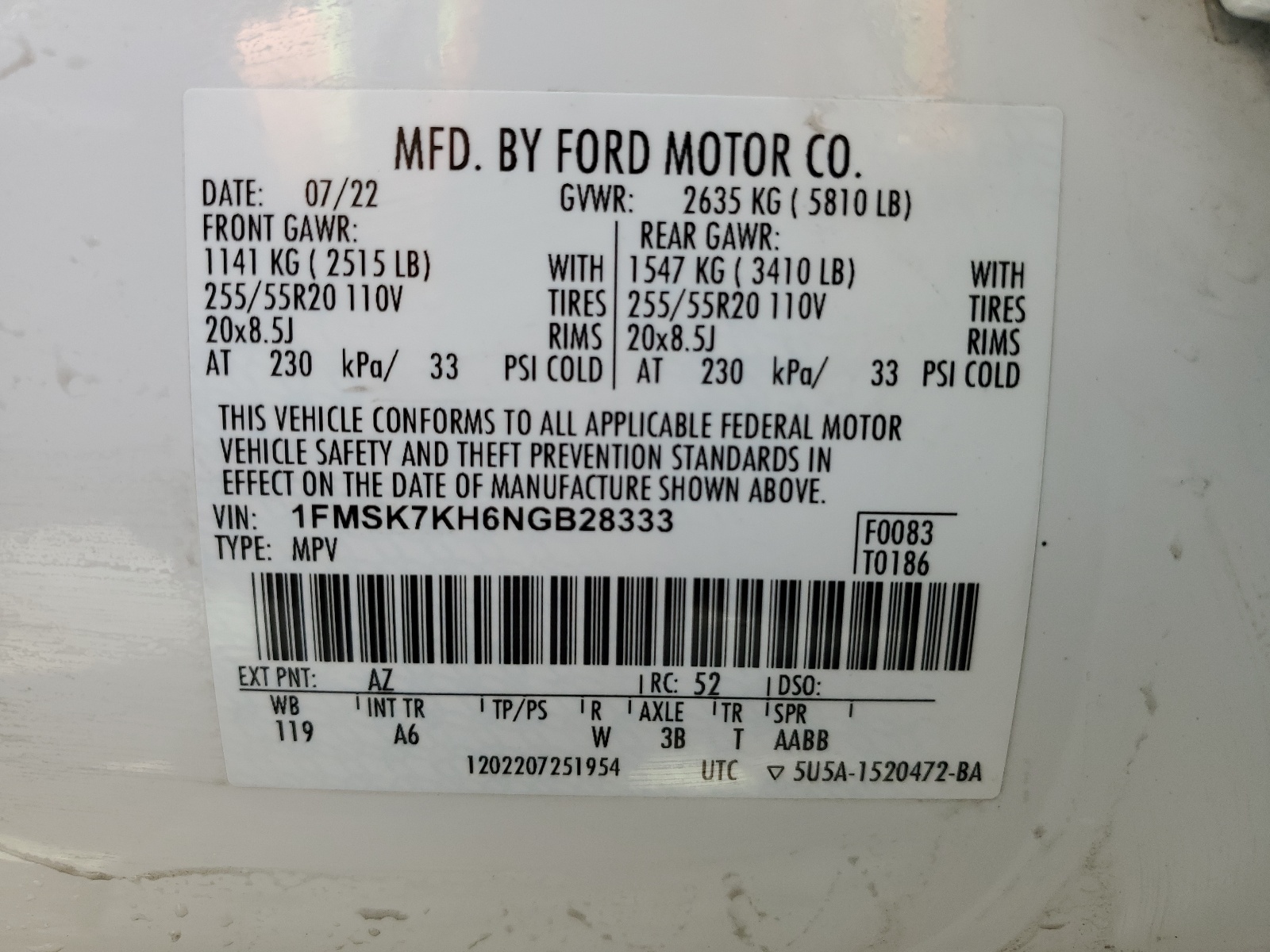 1FMSK7KH6NGB28333 2022 Ford Explorer St-Line