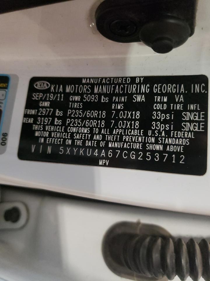 2012 Kia Sorento Ex VIN: 5XYKU4A67CG253712 Lot: 57440624