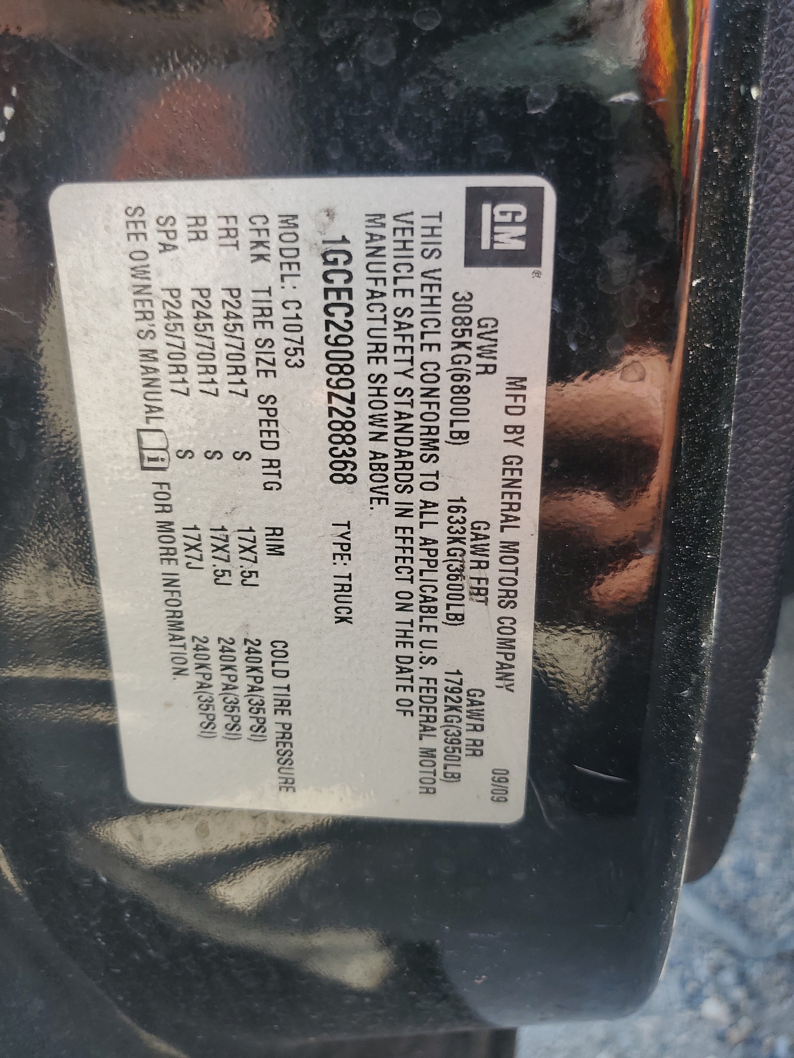 1GCEC29089Z288368 2009 Chevrolet Silverado C1500 Lt