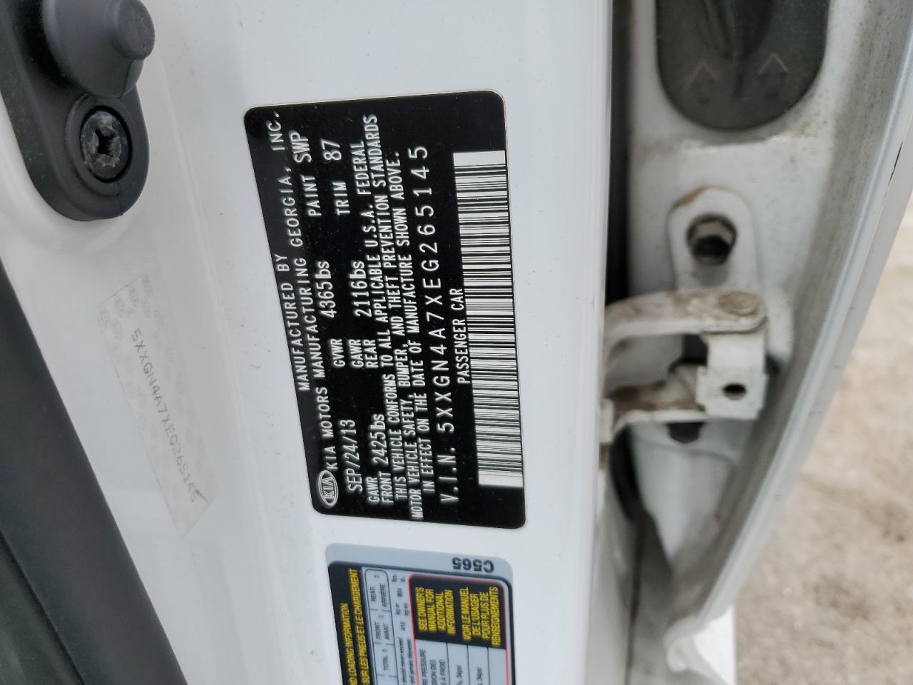 2014 Kia Optima Ex VIN: 5XXGN4A7XEG265145 Lot: 59633654