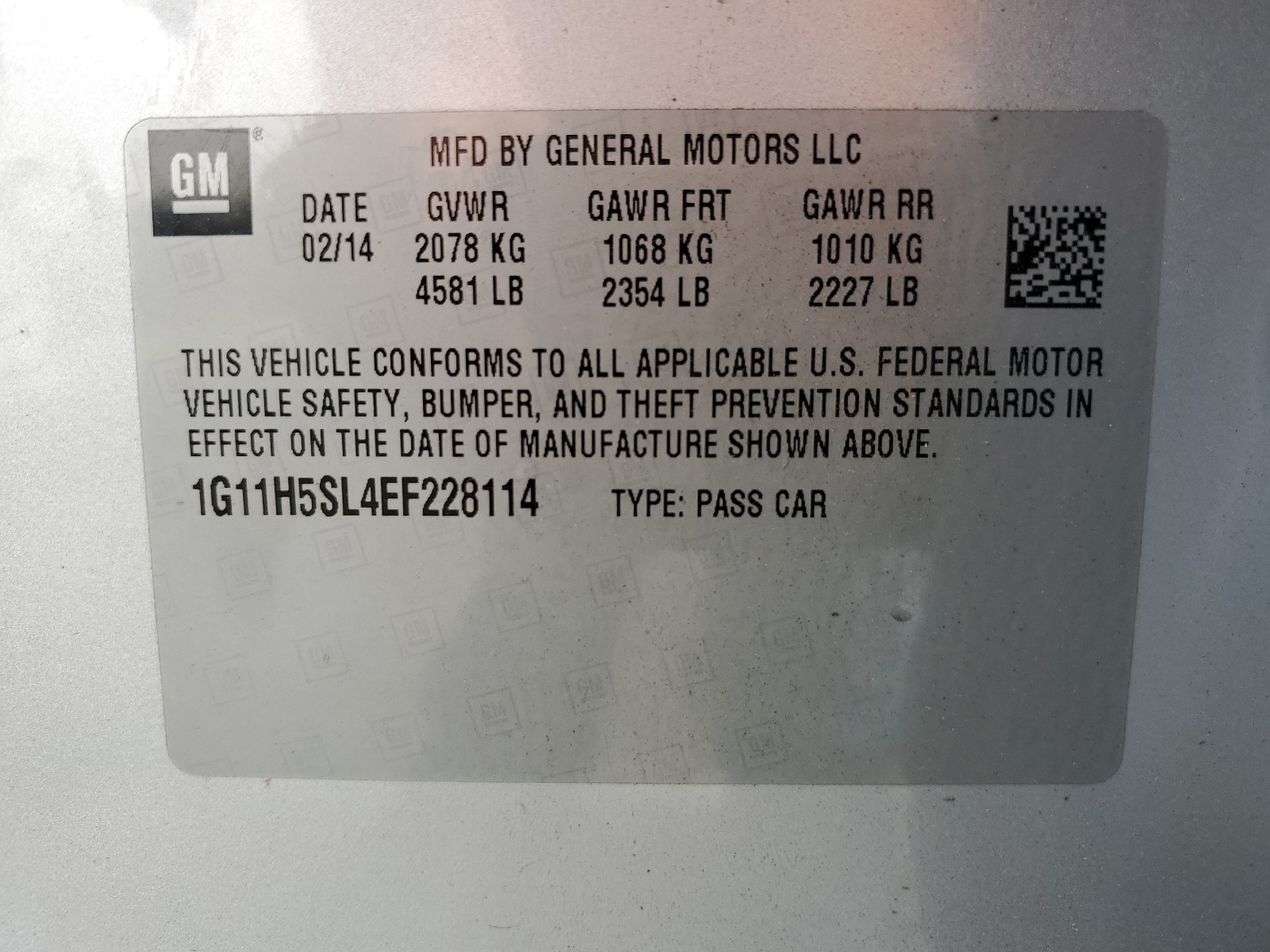 1G11H5SL4EF228114 2014 Chevrolet Malibu Ltz