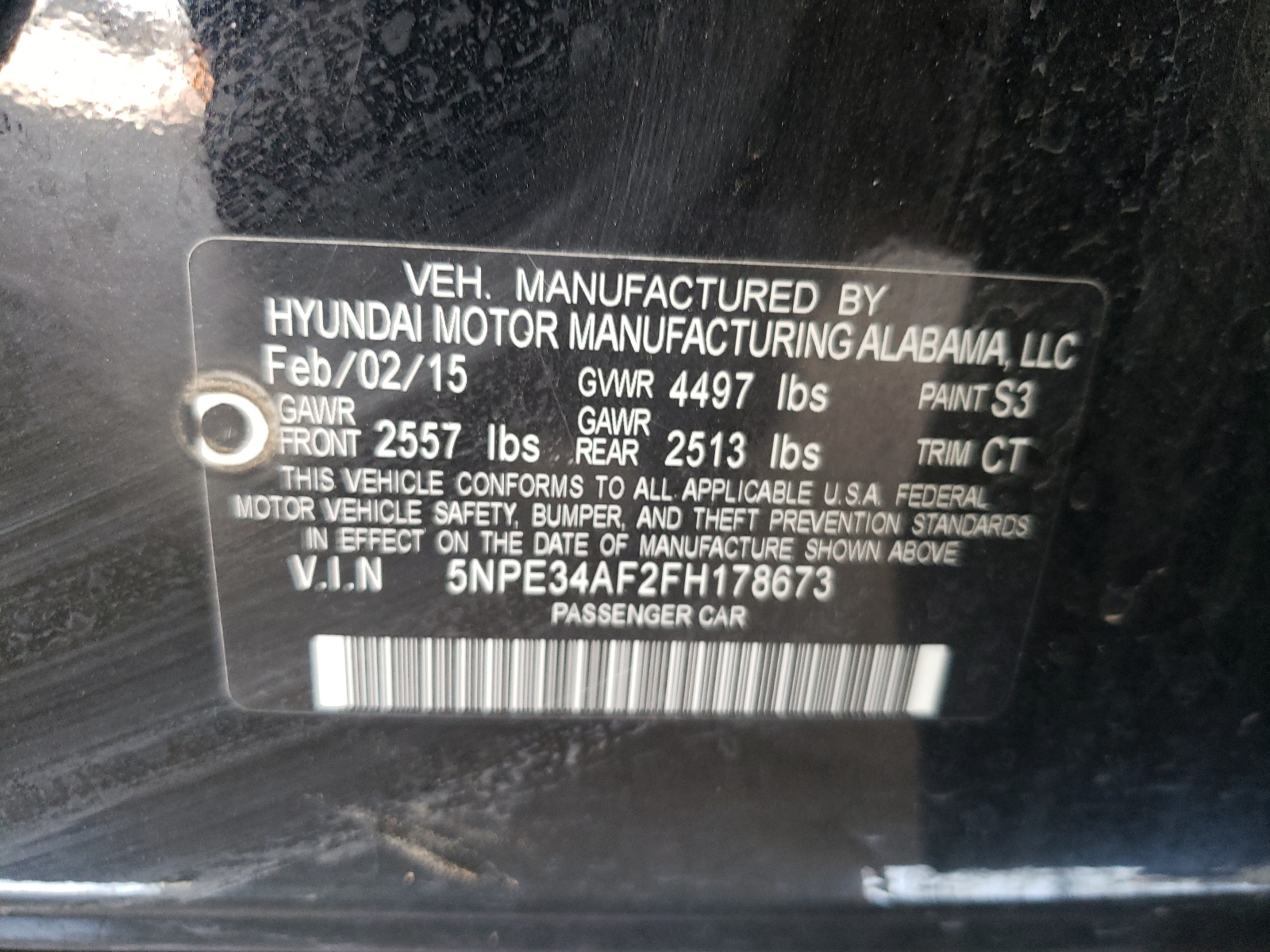 5NPE34AF2FH178673 2015 Hyundai Sonata Sport