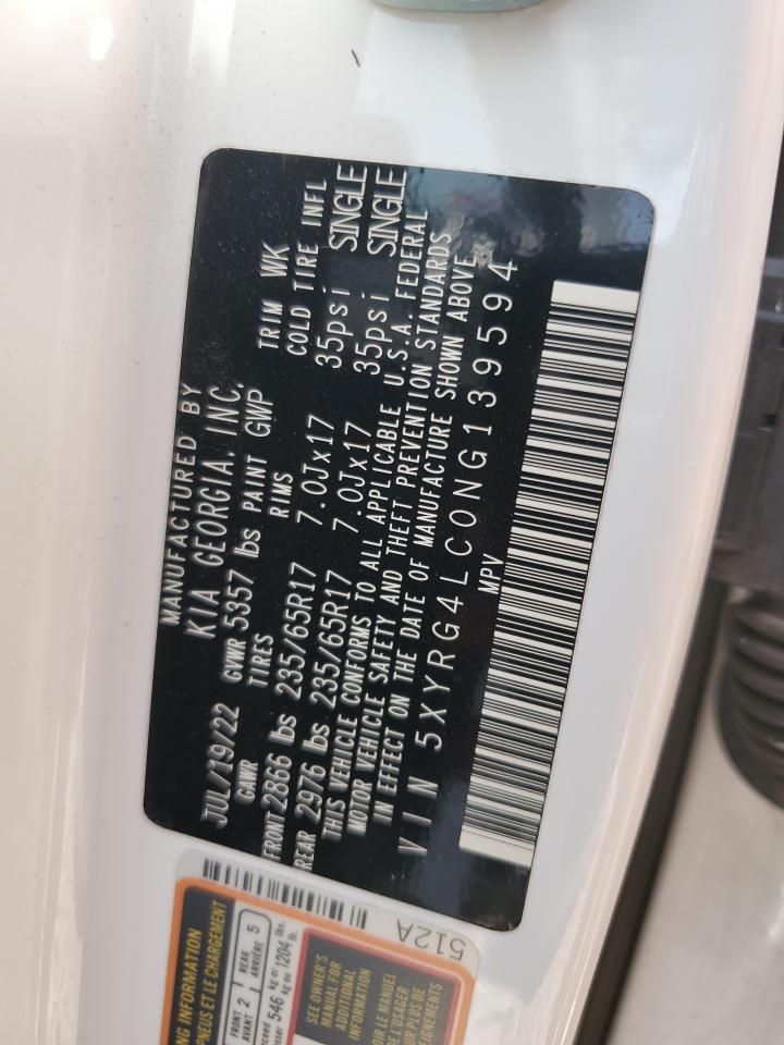 2022 Kia Sorento Lx VIN: 5XYRG4LC0NG139594 Lot: 59914534