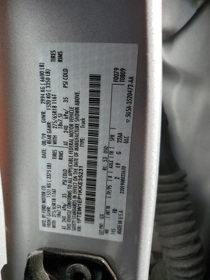 1FTEW1EP1KKE35231 2019 Ford F150 Supercrew