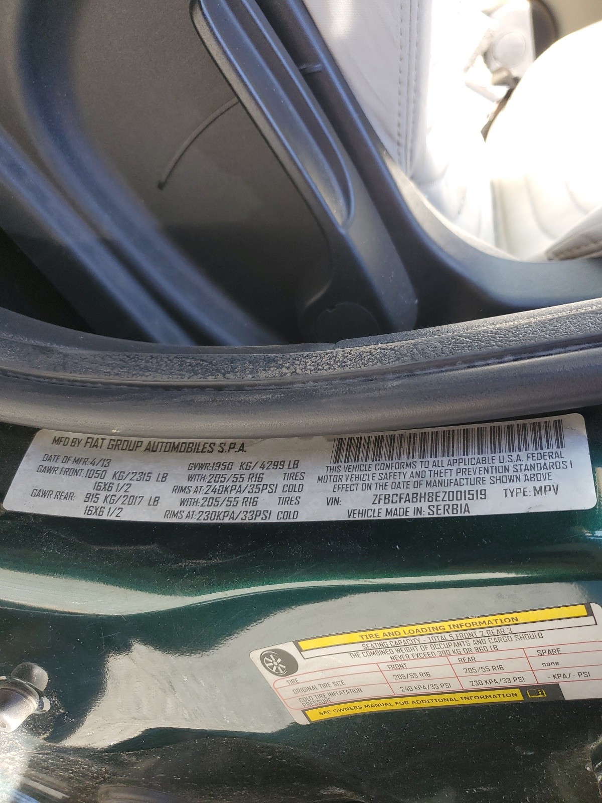 ZFBCFABH8EZ001519 2014 Fiat 500L Easy