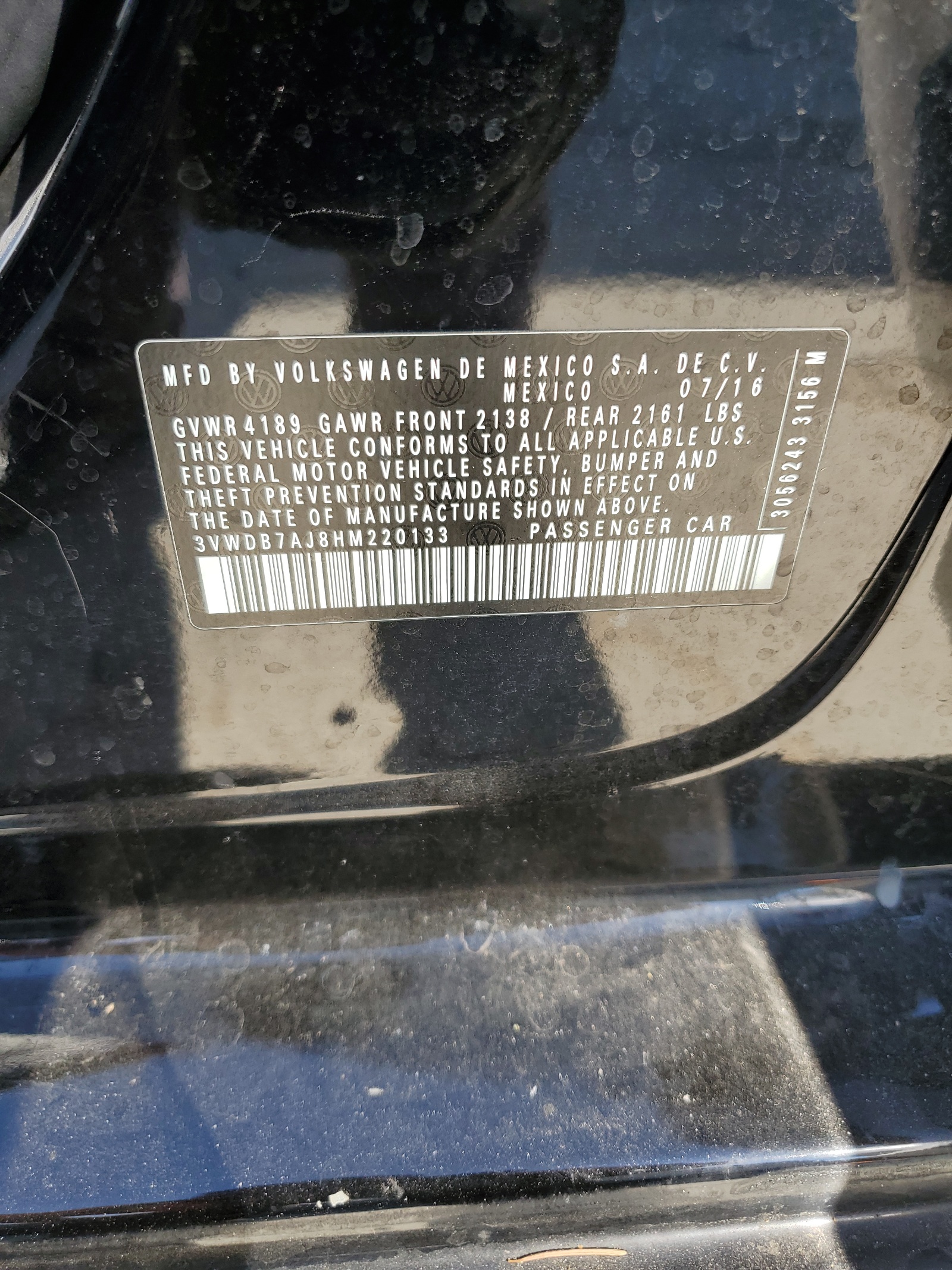 3VWDB7AJ8HM220133 2017 Volkswagen Jetta Se