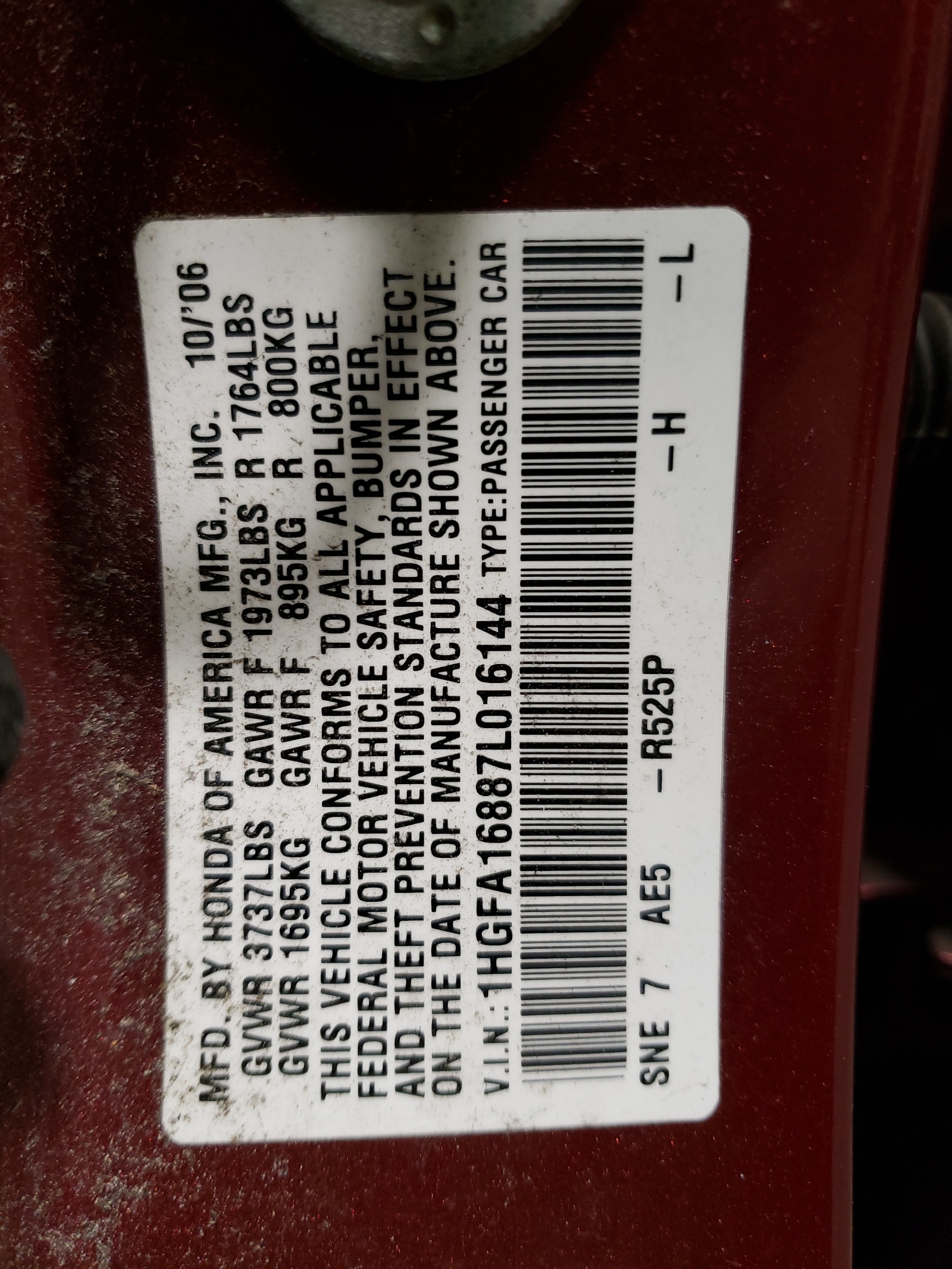 1HGFA16887L016144 2007 Honda Civic Ex