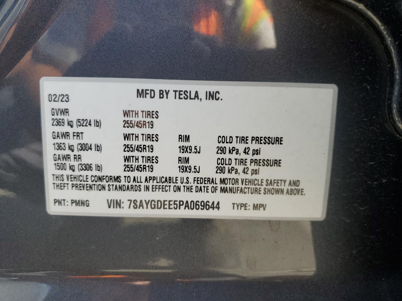 2023 Tesla Model Y VIN: 7SAYGDEE5PA069644 Lot: 61041164