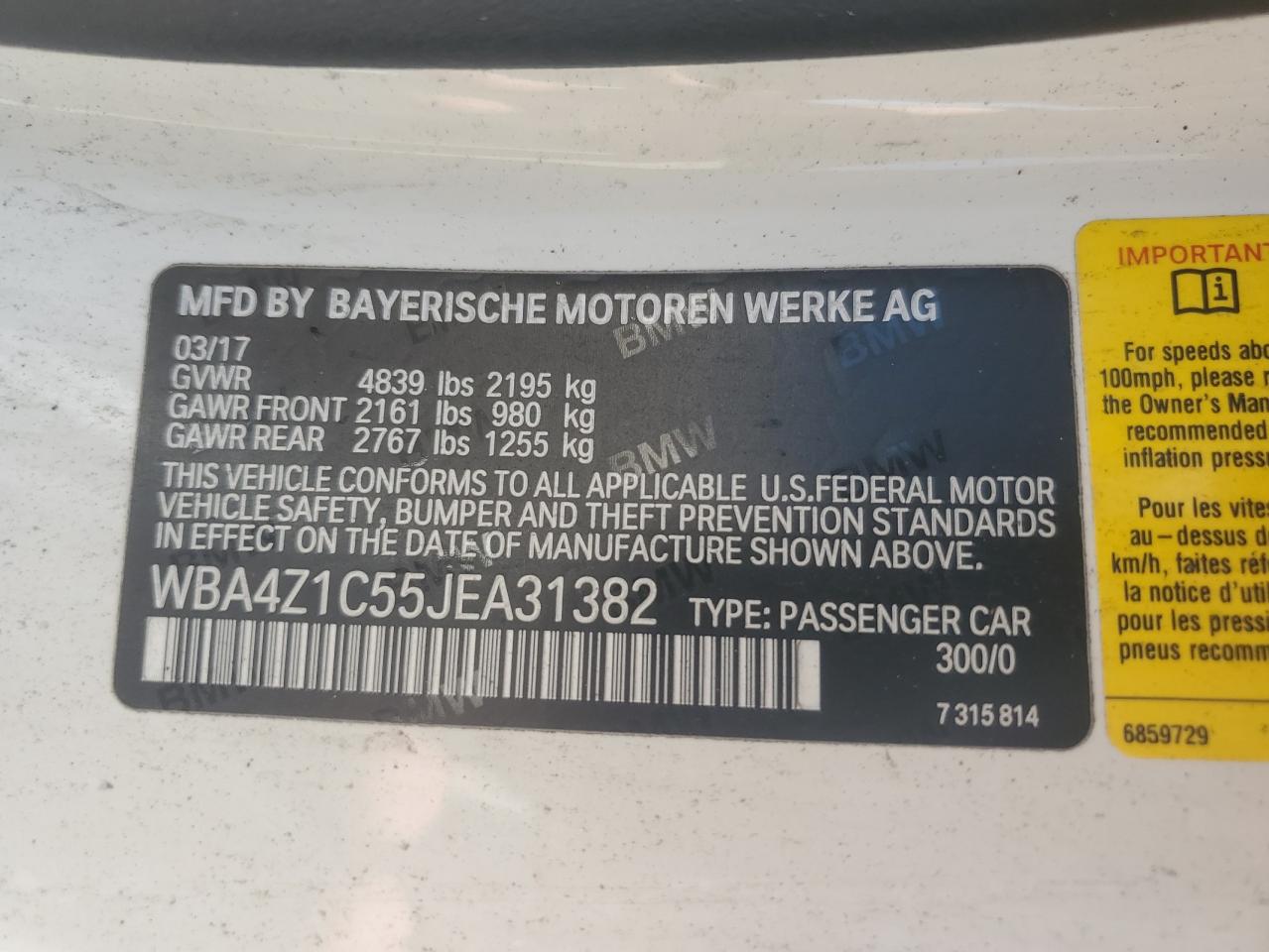 WBA4Z1C55JEA31382 2018 BMW 430I