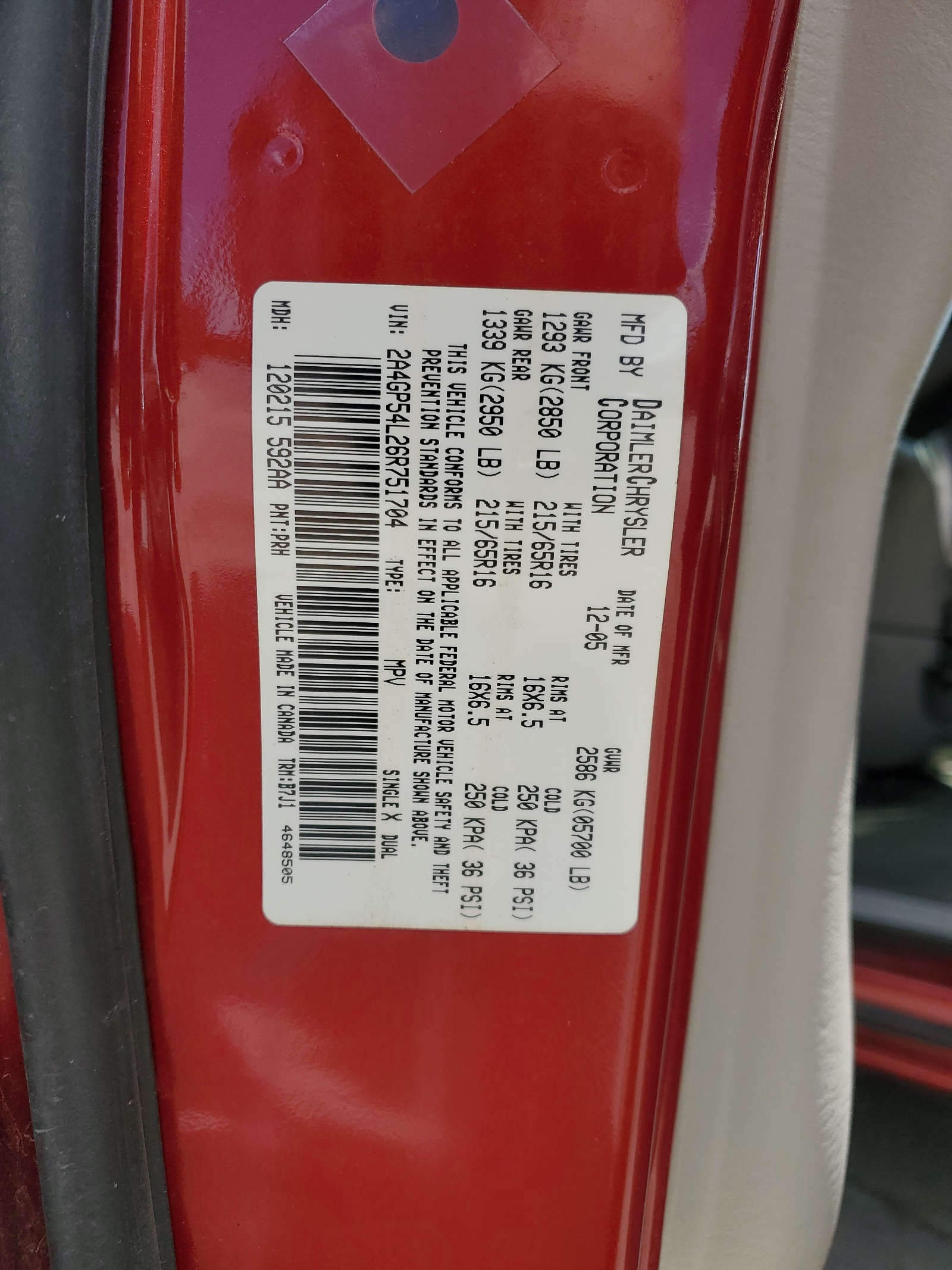 2A4GP54L26R751704 2006 Chrysler Town & Country Touring