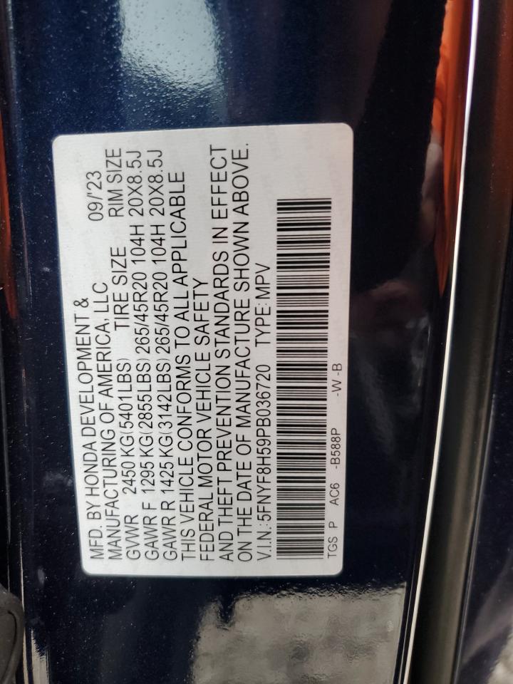 2023 Honda Passport Exl VIN: 5FNYF8H59PB036720 Lot: 59397304
