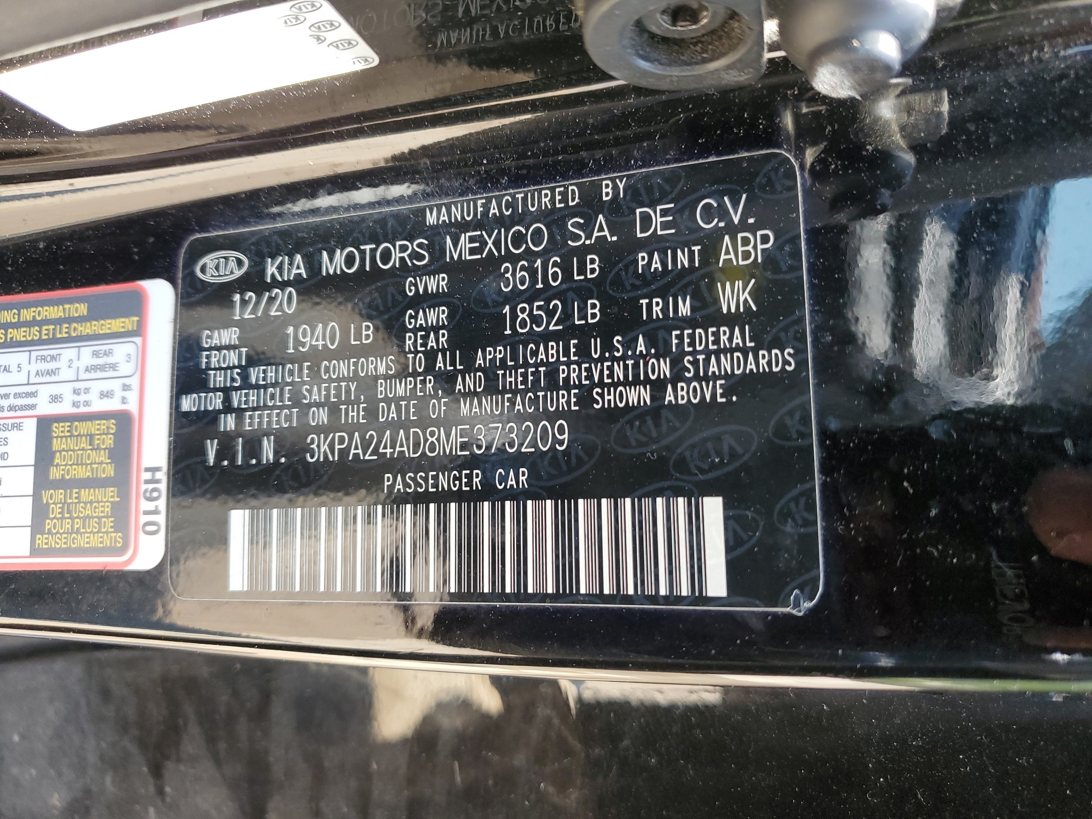 3KPA24AD8ME373209 2021 Kia Rio Lx